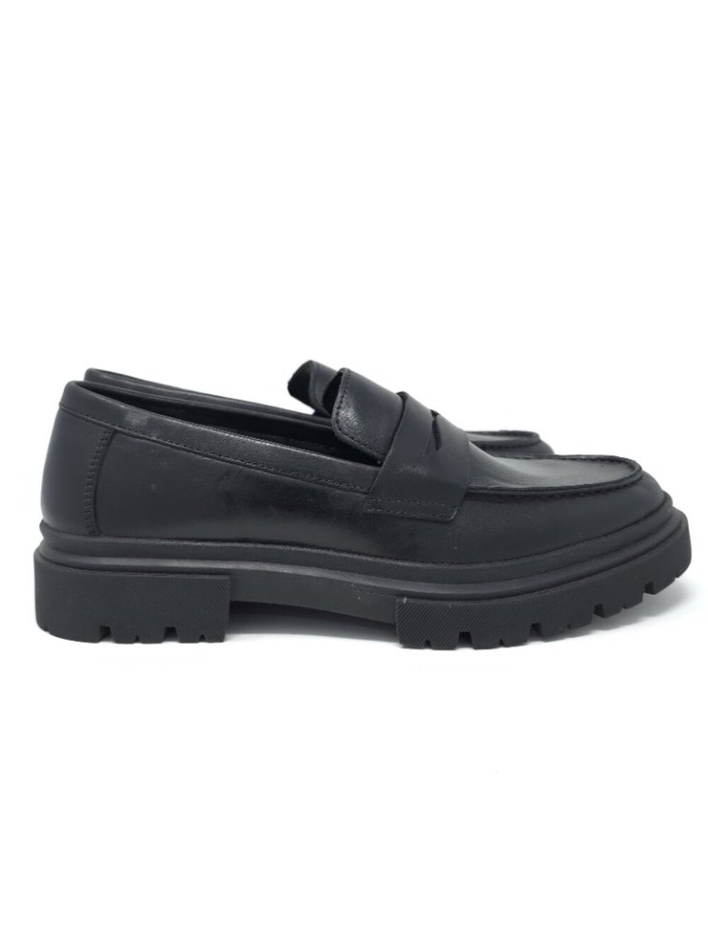 New Steve Madden Akkron Black Leather Loafers Men’s 7.5M - Picture 3 of 9